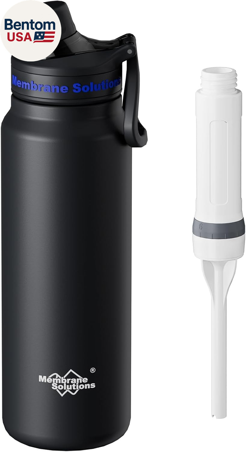 C3 Filtered Water Bottle, 32Oz Stainless Steel Water Bottle with Replaceable UF+