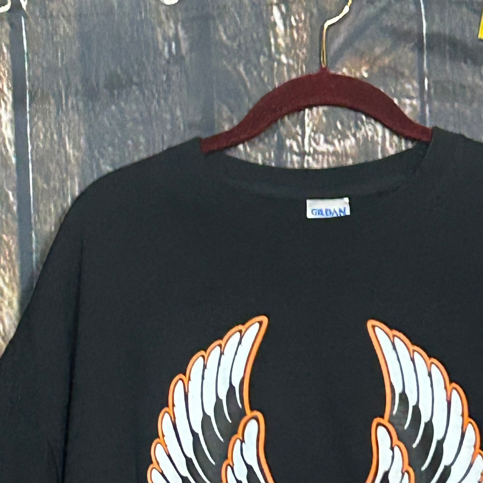 Ride To Live Biker T-Shirt Mens 2XL Black Gilden Crew Vintage Skull Wings gallery