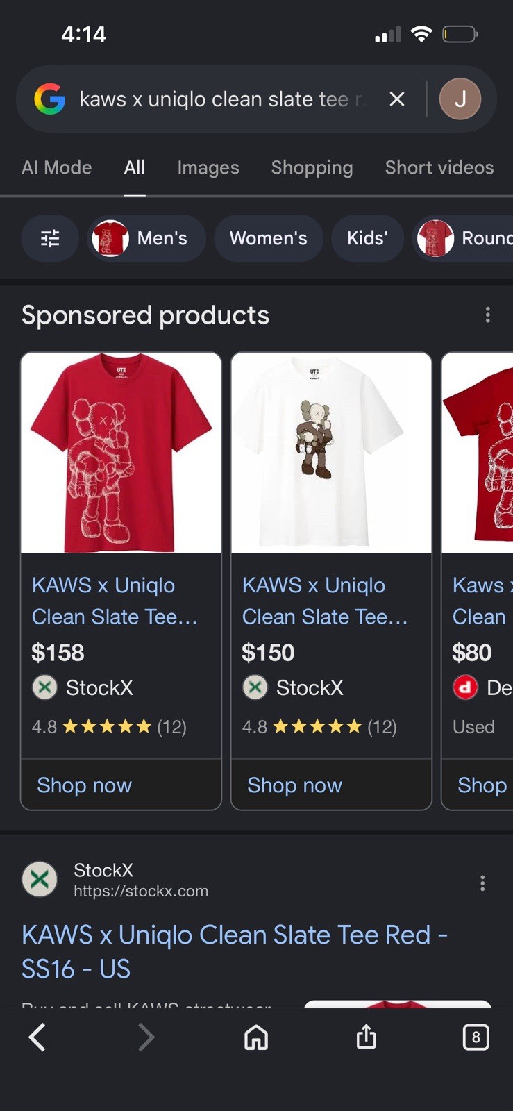 Uniqlo UT KAWS Clean Slate Companion Graphic Tee Red L Cotton Jersey Crew gallery