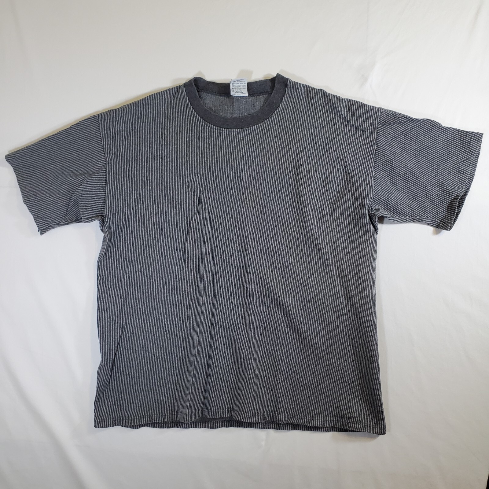 Cal Cru Gray Ribbed Polycotton Made in USA VTG 80s 90s XL TShirt T-Shirt Top gallery