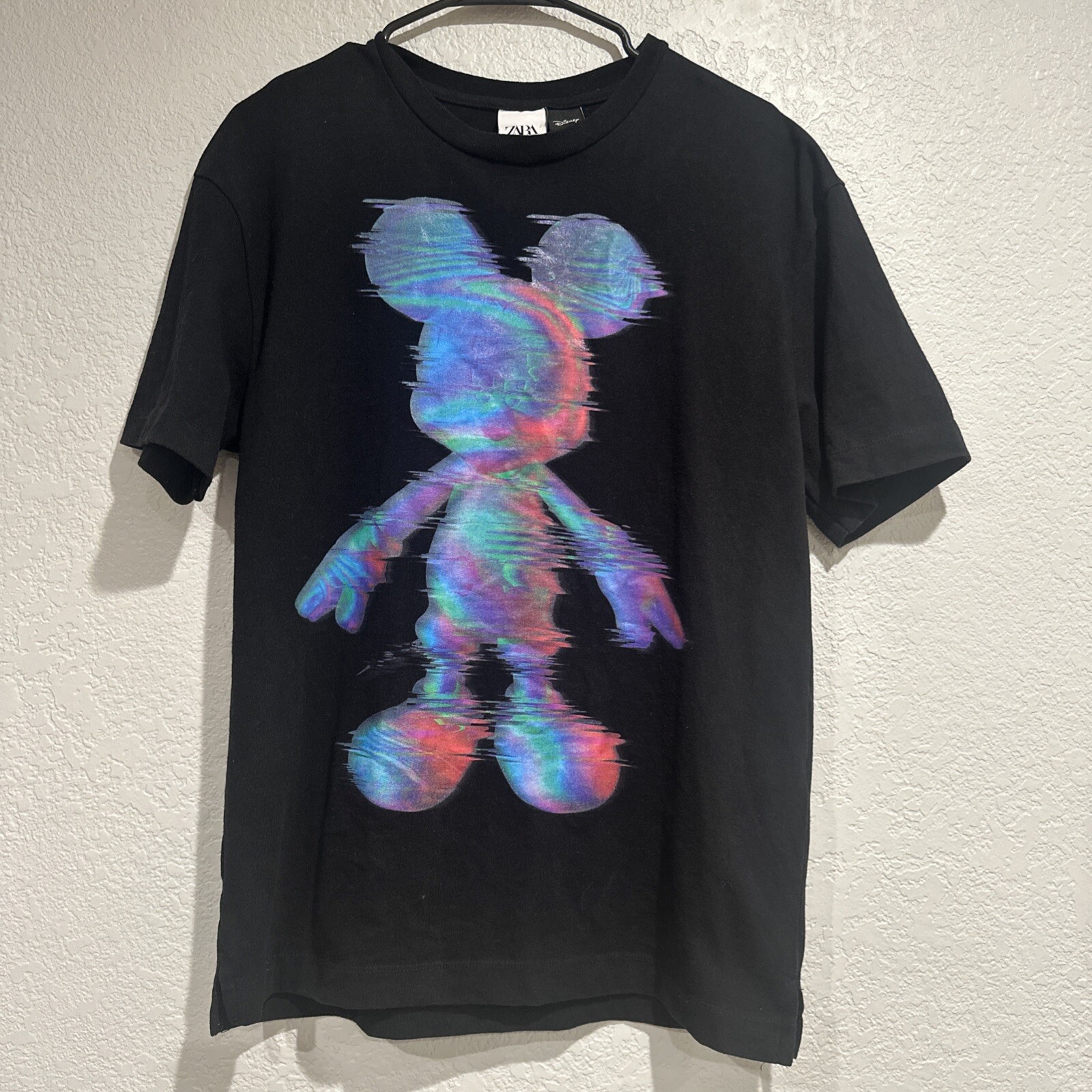 ZARA x Disney Blurred Distorted Mickey Mouse Graphics BLACK Tshirt Unisex Sz S