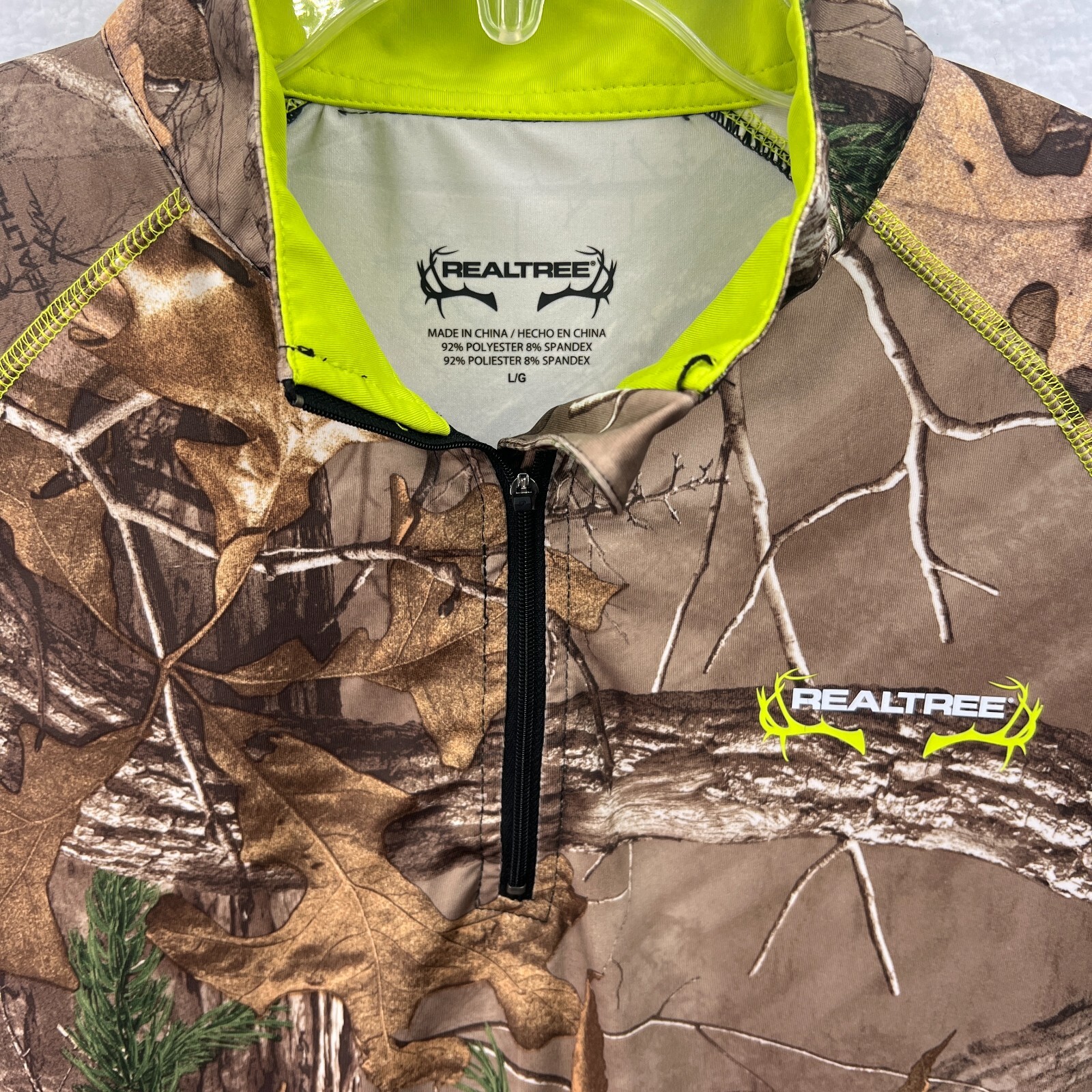 Realtree Shirt Large Mens Long Sleeve Performance Hunting 1/4 Zip Scent Factor gallery