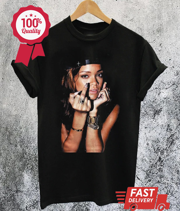Rihanna One Sided Black Cotton Tee All Sizes S-5XL Men T-shirt