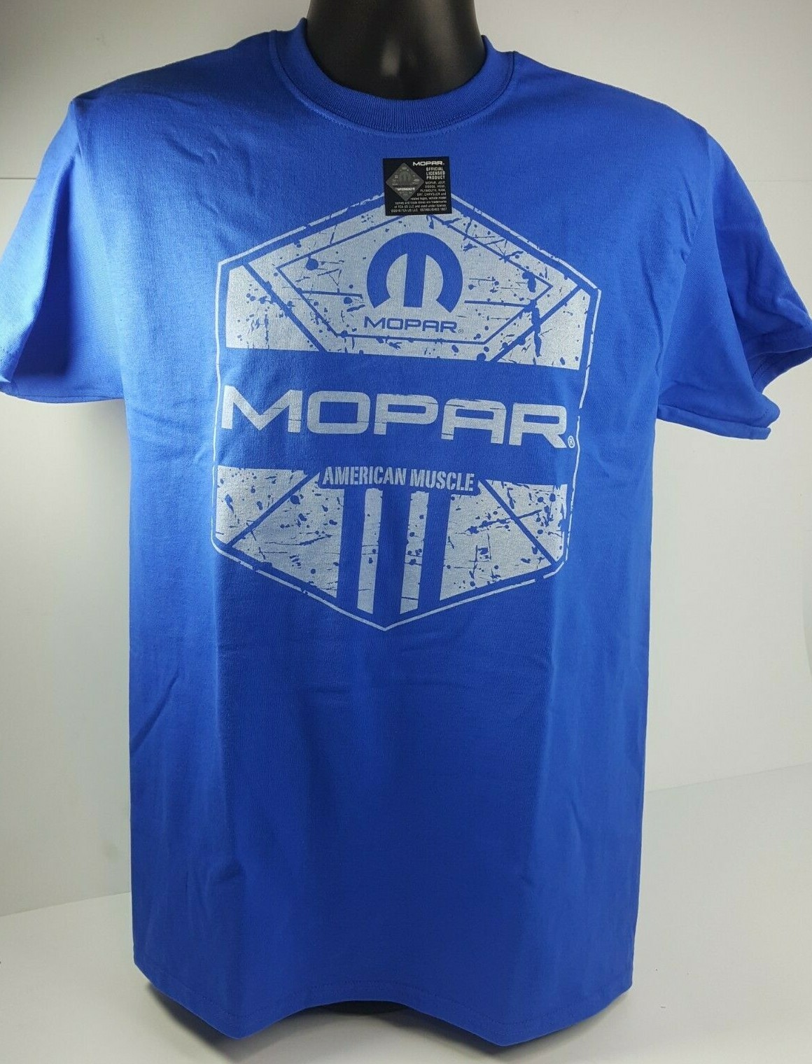 Blue T-Shirt – Mopar American Muscle w/ Blue M Logo / Emblem (Licensed)