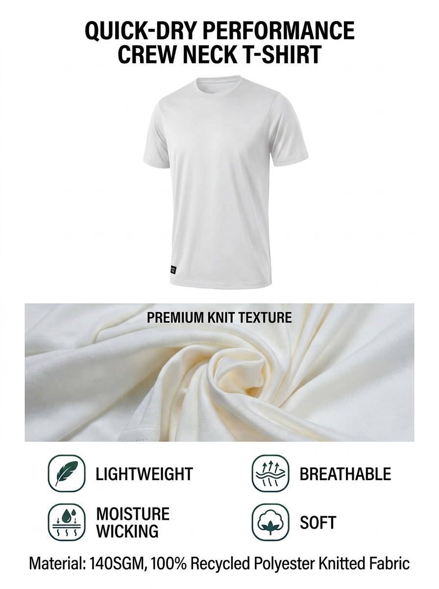 Quick Dry Athletic T-Shirt UPF50+ Moisture Wicking Crew Neck Short Sleeve gallery