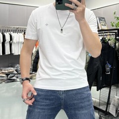 New Men Fashion Trendy Embroidery Summer Short Sleeve Luxury Cotton T-Shirt