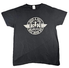 AC/DC Shirt Mens Large Black Rock & Roll Music Graphic Tee Bay Island Sportswear