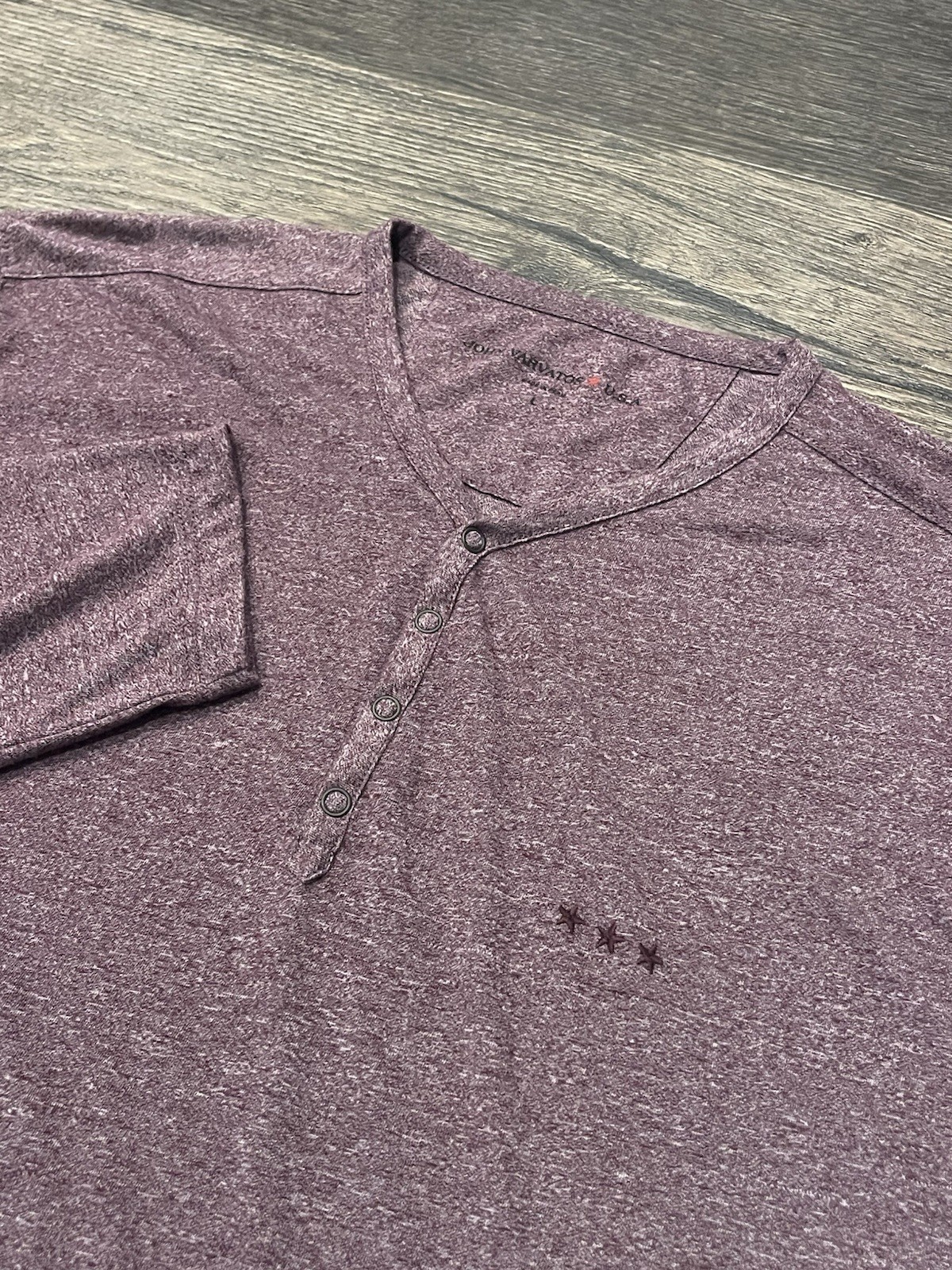 John Varvatos Star USA Snap Button Henley Shirt Top Mens Size Large Purple