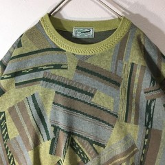 【Unique】 Made in Japan Crocodile Short Sleee All-Oer Print Summer Knit, Green