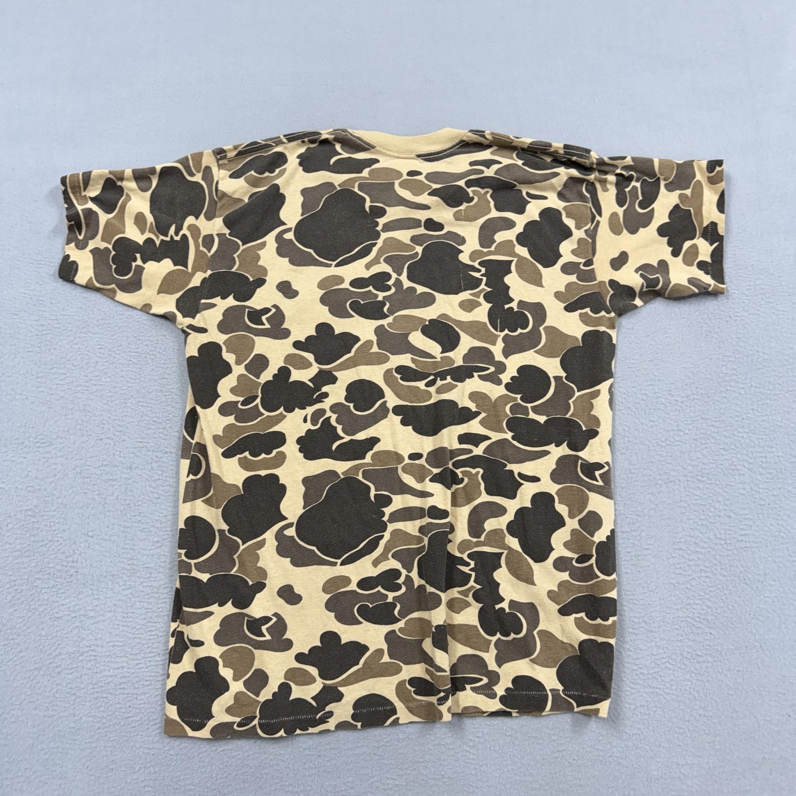 Vintage Camo Shirt Mens Medium Tan Brown Camouflage Pocket T-Shirt Tee USA gallery