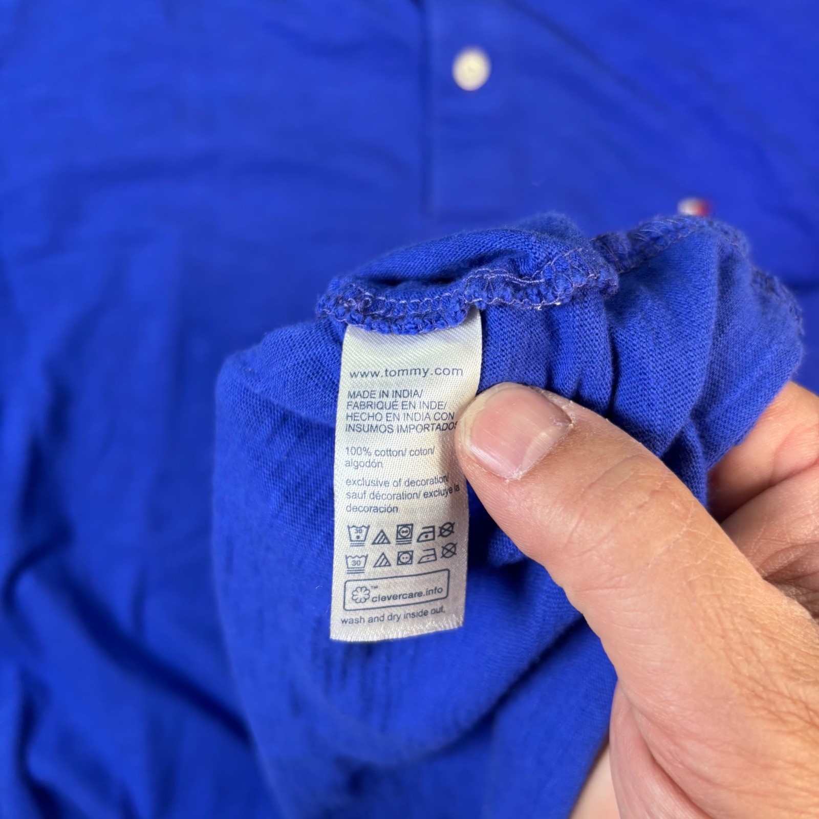 Tommy Hilfiger Mens Blue Slub Cotton Short Sleeve Henley Shirt Size L gallery