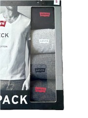 Levi’s Men’s Size Small V-Neck Premium Cotton Multicolor T-Shirts (4-Pack). New
