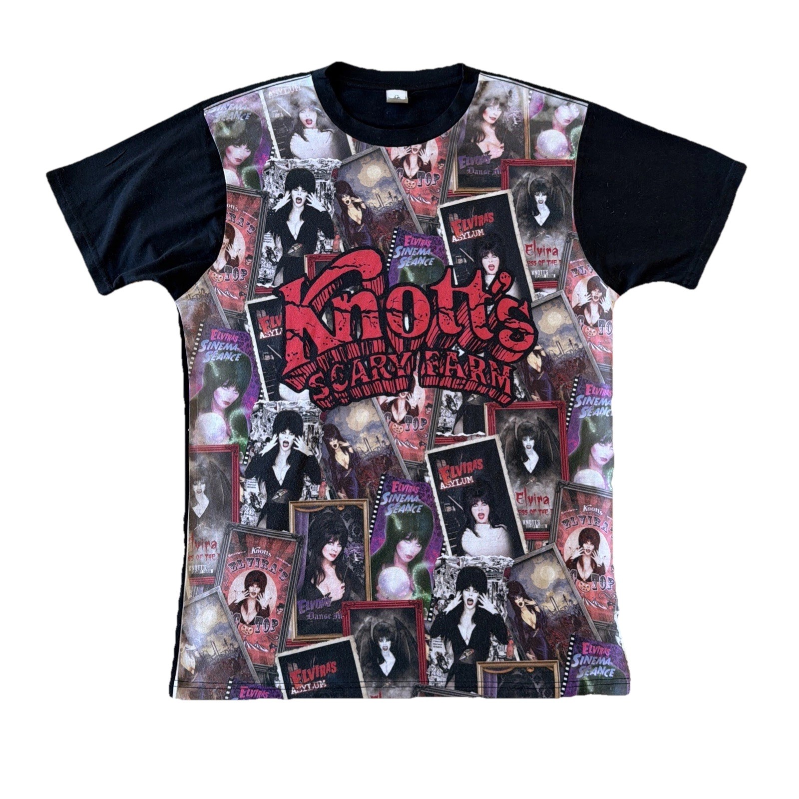 Knotts Berry Farm Shirt Elvira 2024 Scary Farm Large Print Tee Medium