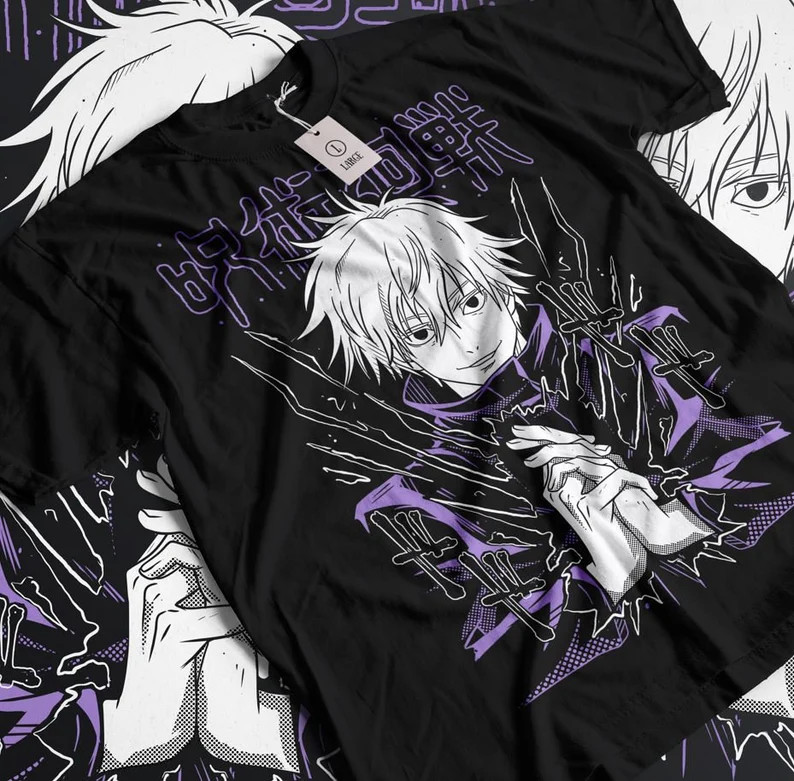 Anime Jujutsu Kaisen Gojo Satoru Black T-Shirt