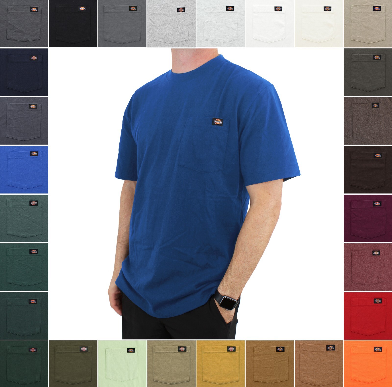 Dickies Heavy Weight Men’s T-Shirt Short Sleeve Pocket Work Tee 100% Cotton