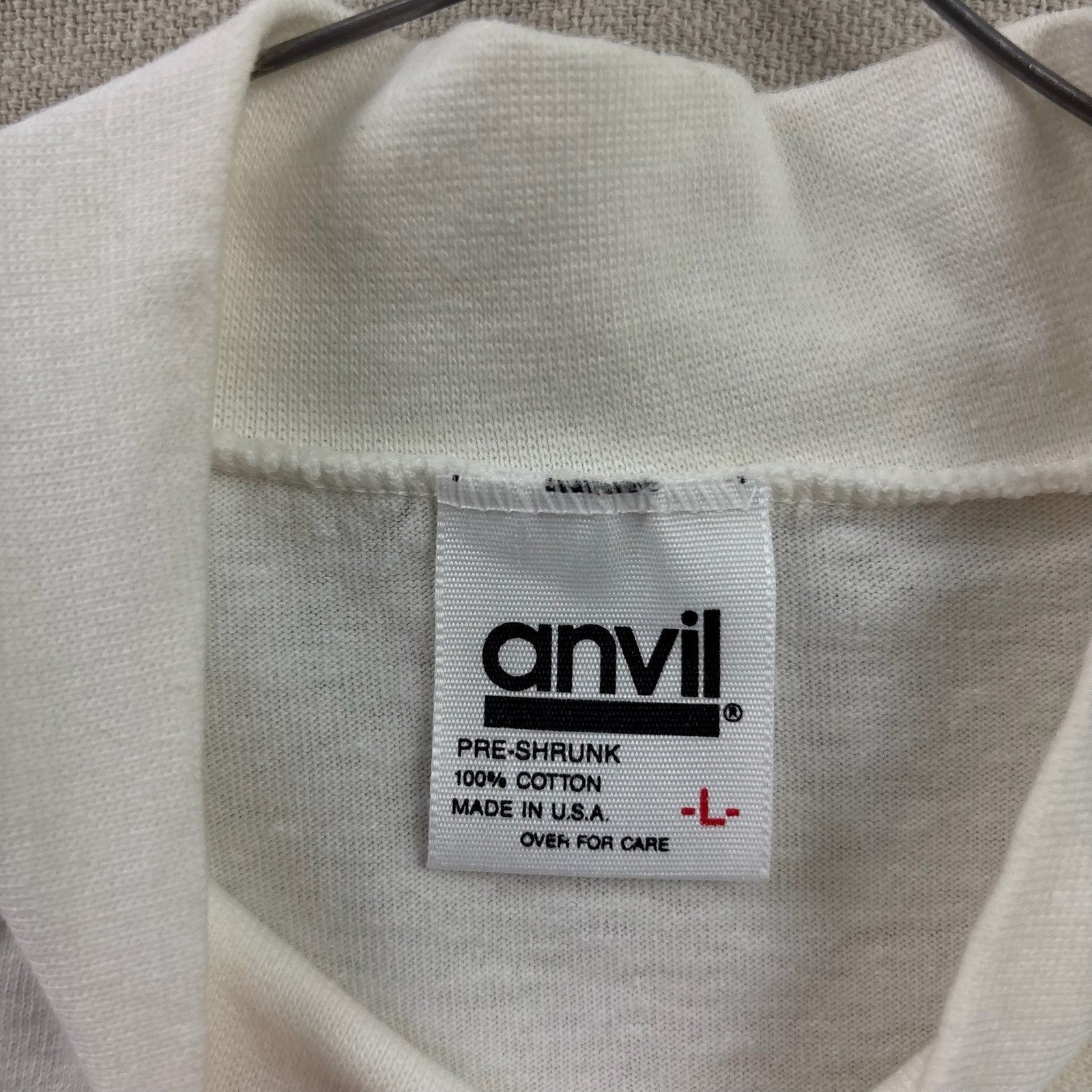 80s Anvil Mock Neck T-Shirt Large White Long Sleeve Cotton USA Made Ribbed Cuffs gallery