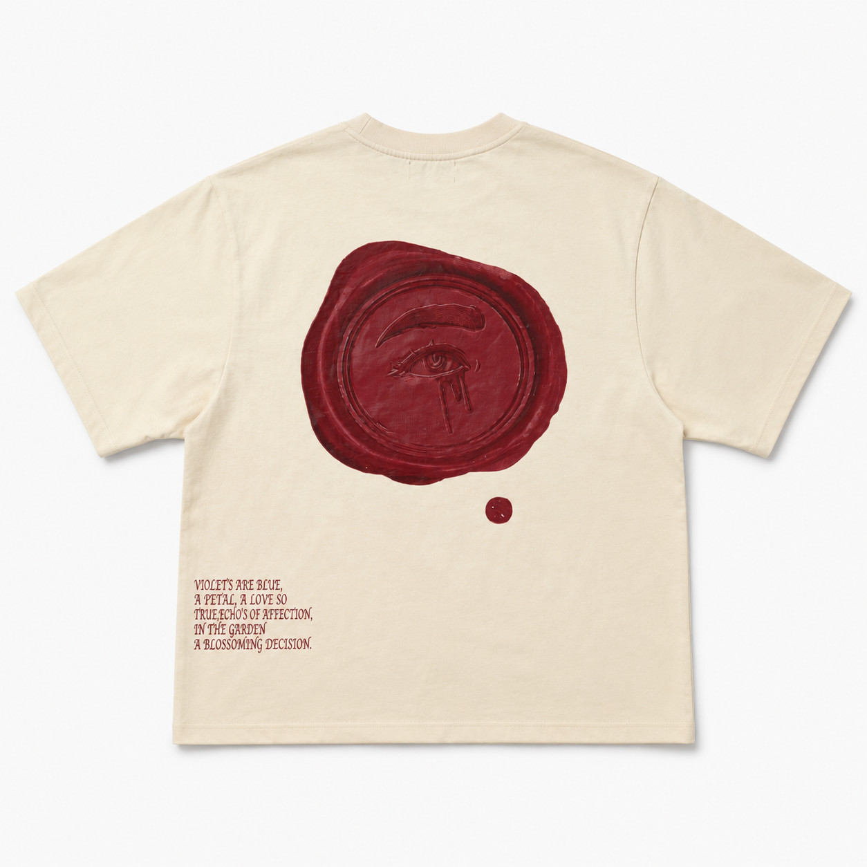 Visionary Club Letter To Your Heart Boxy Crop Tee Cream Red Graphic Shirt Size M gallery