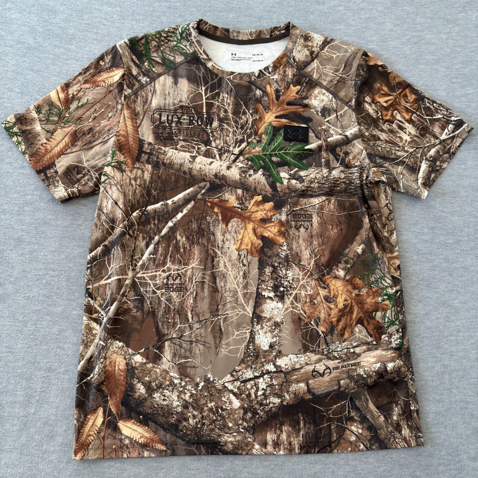 Under Armour Mens HeatGear Realtree Edge Camo Lux Row Distillers T-Shirt Large