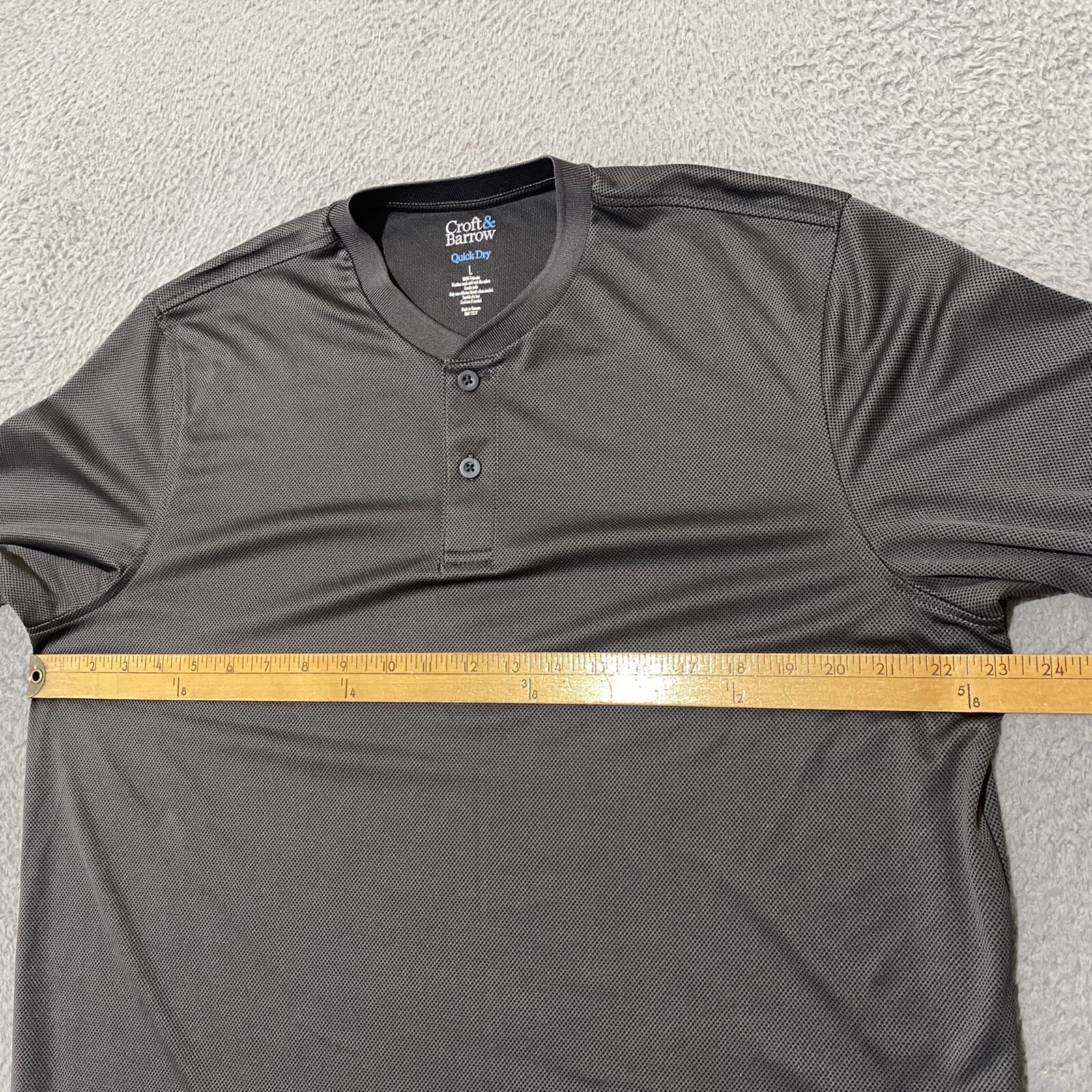 Croft And Barrow Shirt Mens Large Gray Henley Quick Dry Short Sleeve gallery