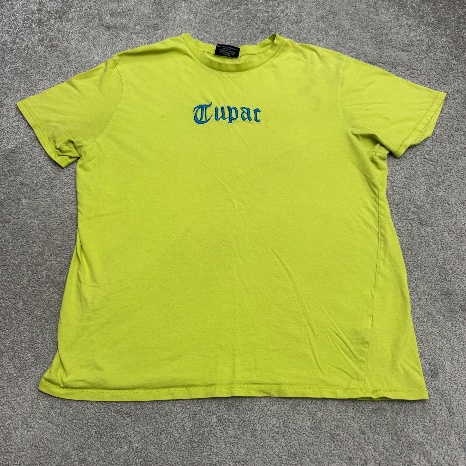 Cotton On Graphic Tee Men M/L Lime Green Tupac Shakur Embroidered Hip Hop Cotton gallery