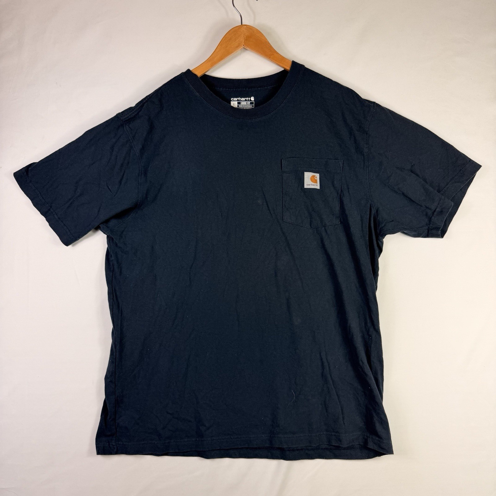 Carhartt T-Shirt Men’s L Loose Fit Blue Short Sleeve Pocket Tee 100% Cotton