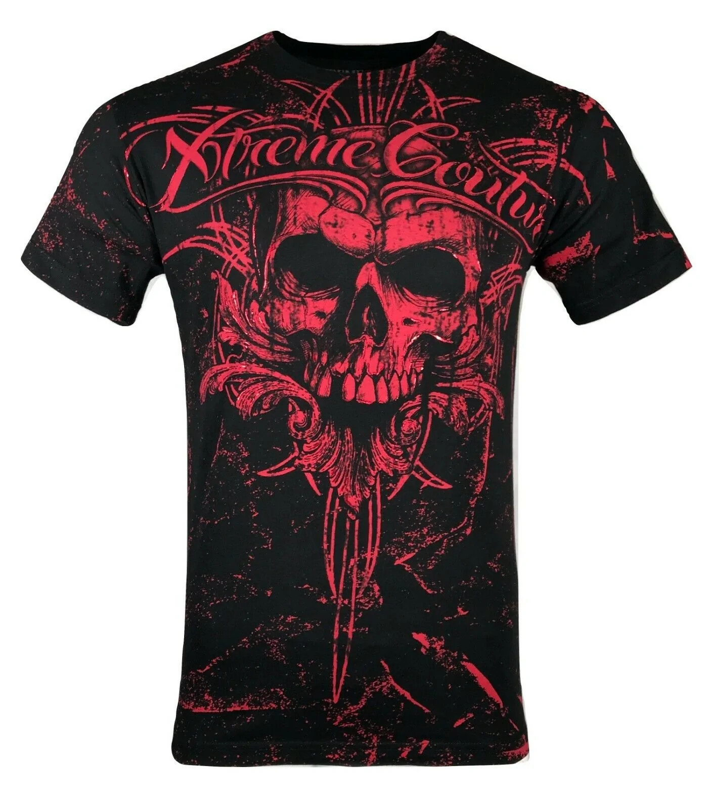 Xtreme Couture By Affliction Men's T-Shirt VICTORY Skull Biker MMA Black S-5XL gallery