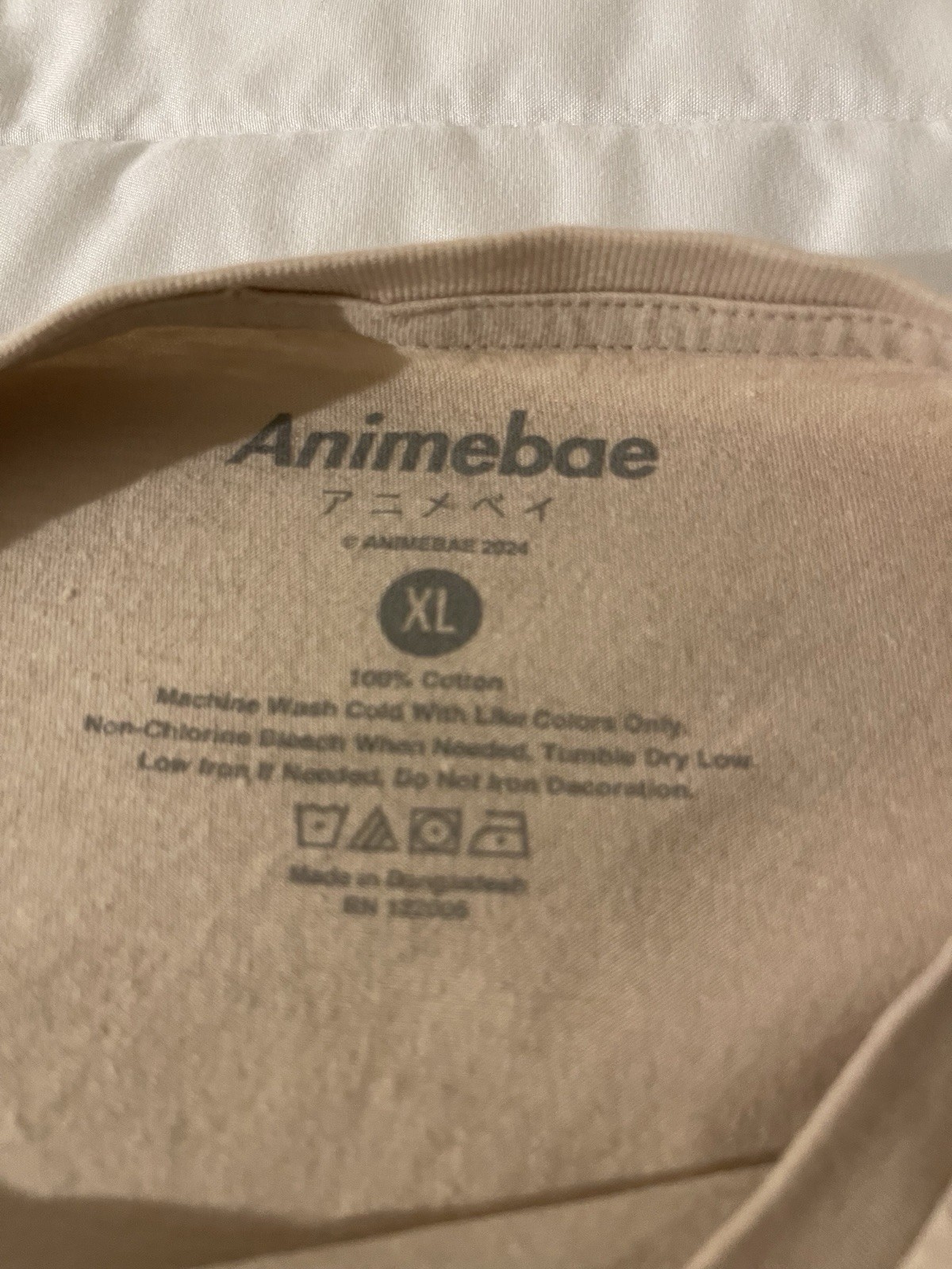 Animebae Graphic Print T-Shirt Crew Neck Short Sleeve Cotton Knit Beige XL gallery