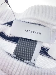 FACETASM 24SS BELTED KNIT LONG SLEEVE 4 COTTON WHT BORDER SRO-KN-M01