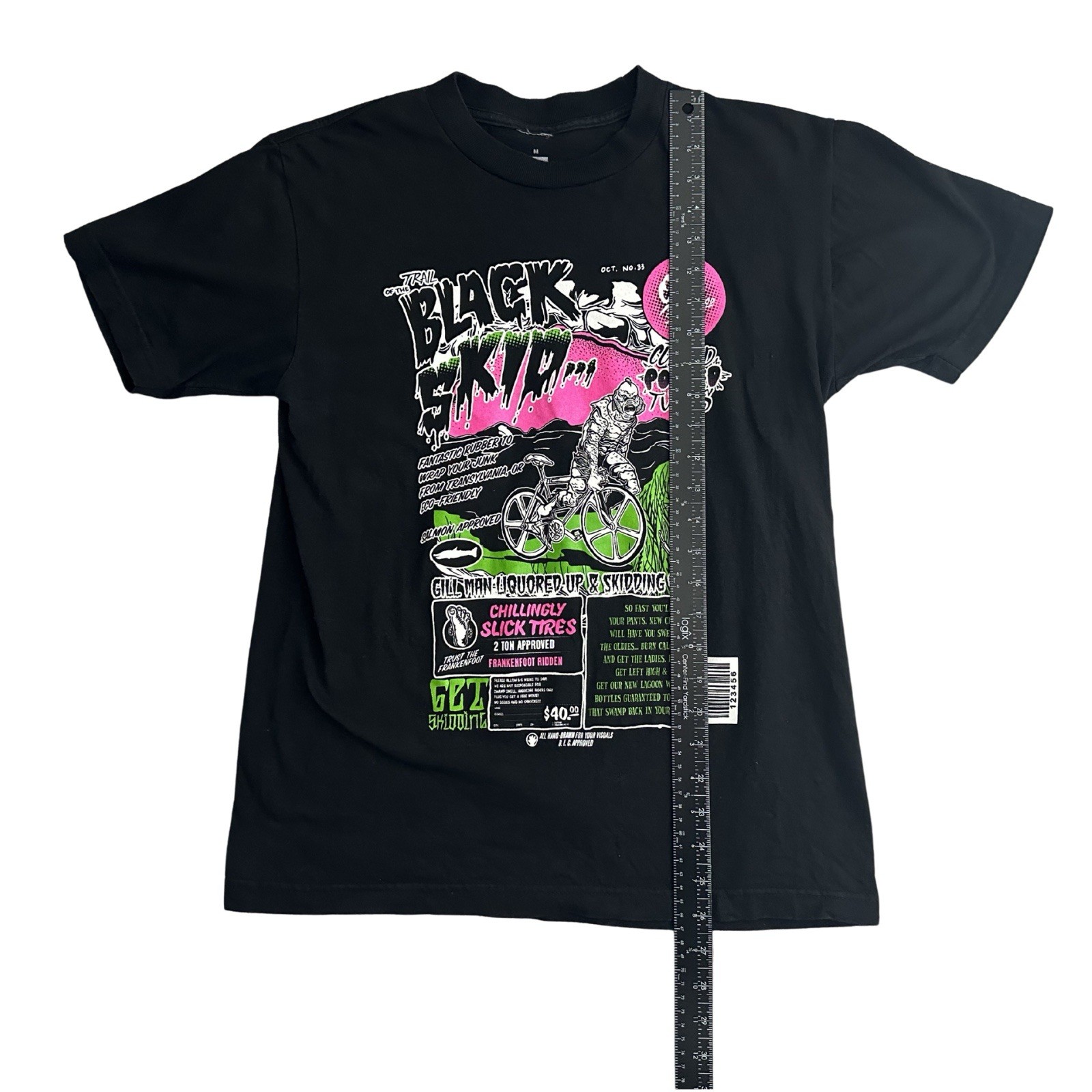 Y2K Graphic Tee Mens Medium Black Monster Punk Skater Goth Streetwear Art Shirt gallery
