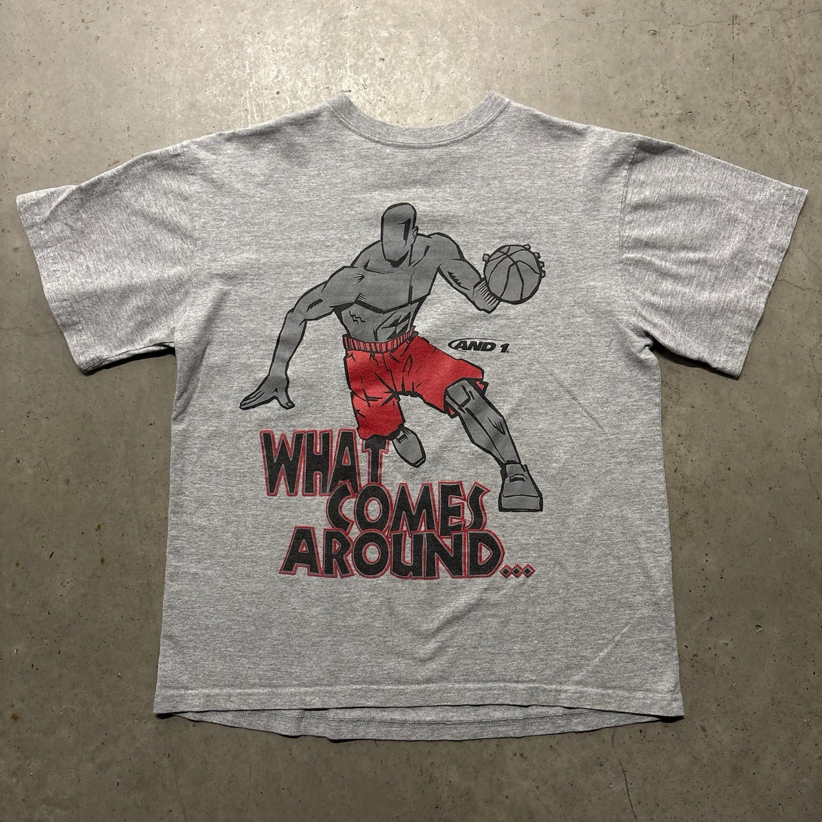 Vintage And1 Basketball Trash Talk Graphic T Shirt Youth L Fits Men’s S/M Grey gallery
