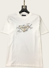 Prada Men’s white and black round-neck short-sleeved shirt