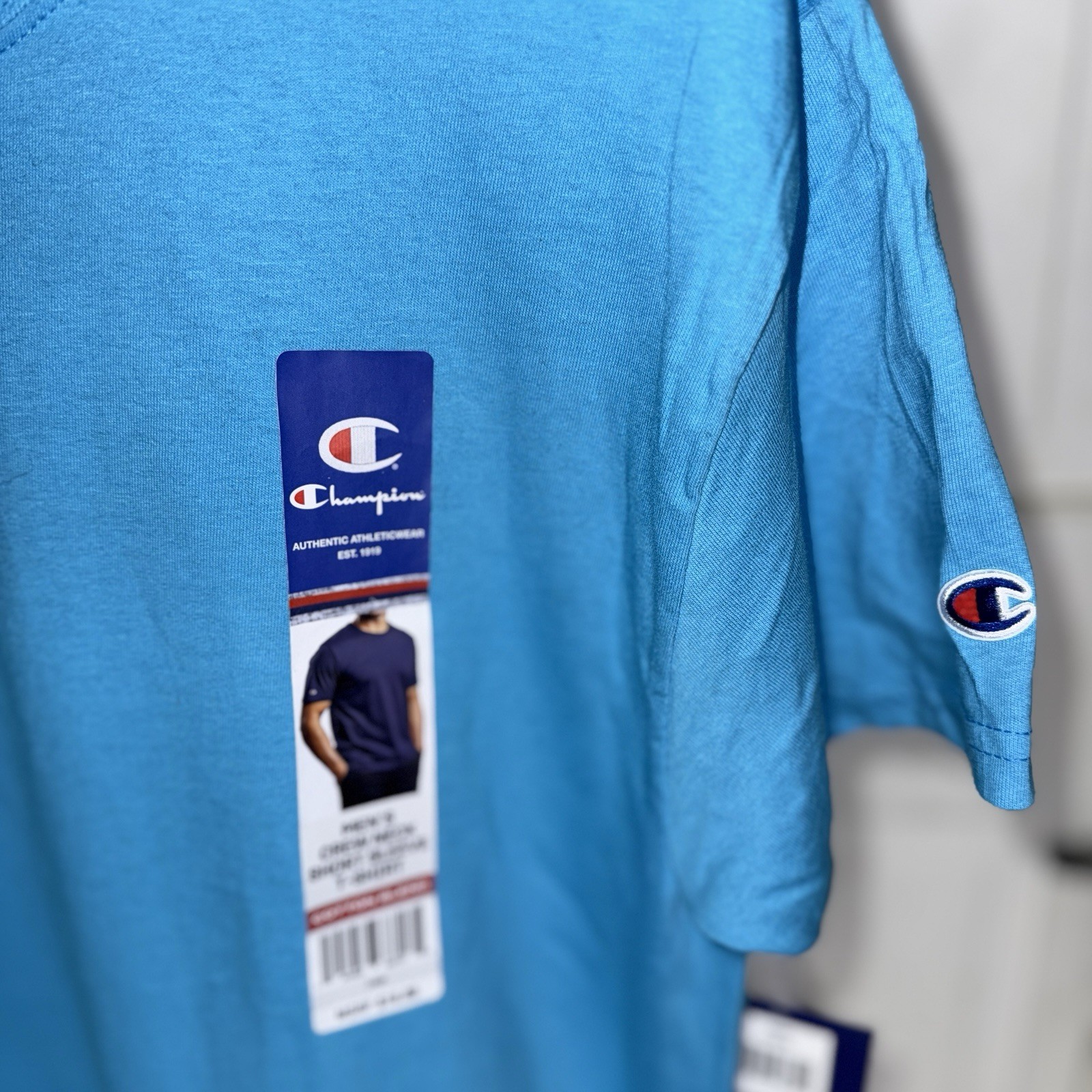 🔥 Champion Men Short Sleeve Cotton Jersey New Crewneck T-shirt Size.M T425 gallery