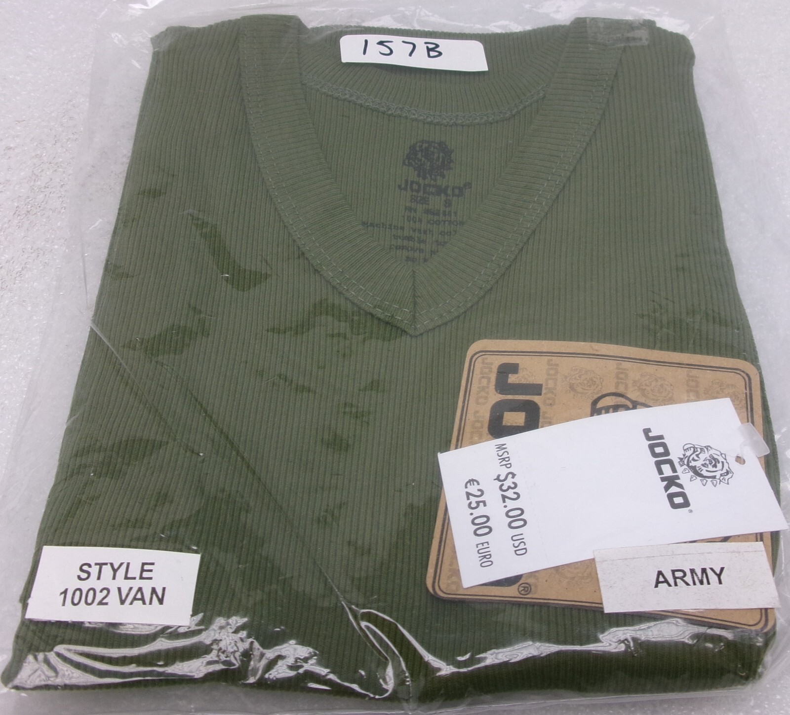 Jocko Men's Van Ribbed Tank Top Army Green Size Small- Large J1002 157B gallery