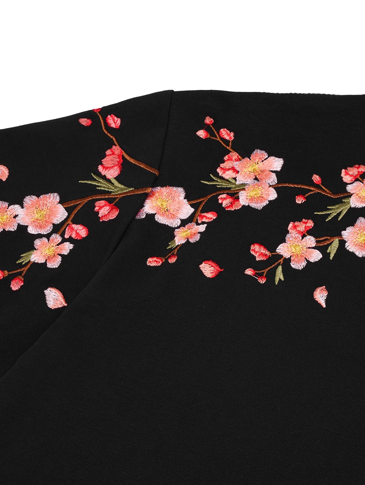 Niepce Men's Sakura Flowers Embroidery Tee Japanese Streetwear T-Shirt gallery