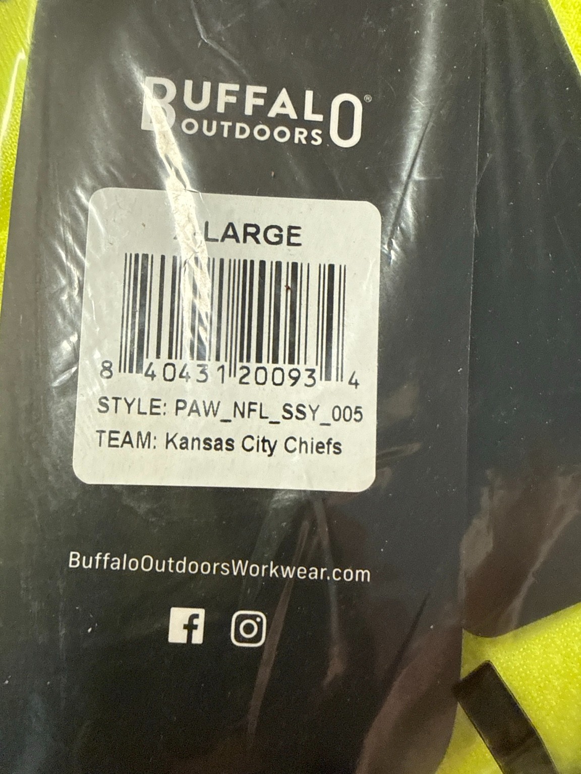 Buffalo Outdoors Kansas City Chiefs Hi Vis Safety Shirt XL ANSI Class 2 Reflecti gallery