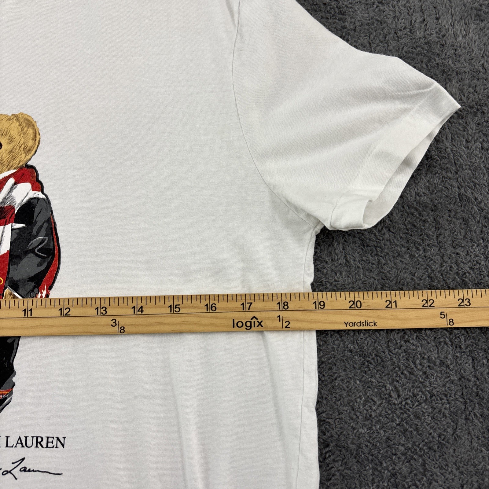 Polo Ralph Lauren T Shirt Mens Small Polo Bear Hot Cocoa Preppy White Tee FLAW gallery