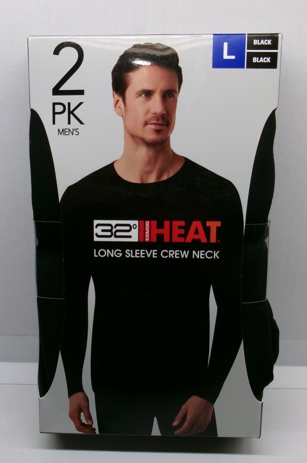 2 pk 32* Heat CREW NECK Long Sleeve Black Base layer Warm/Soft/Stretch/Quick Dry