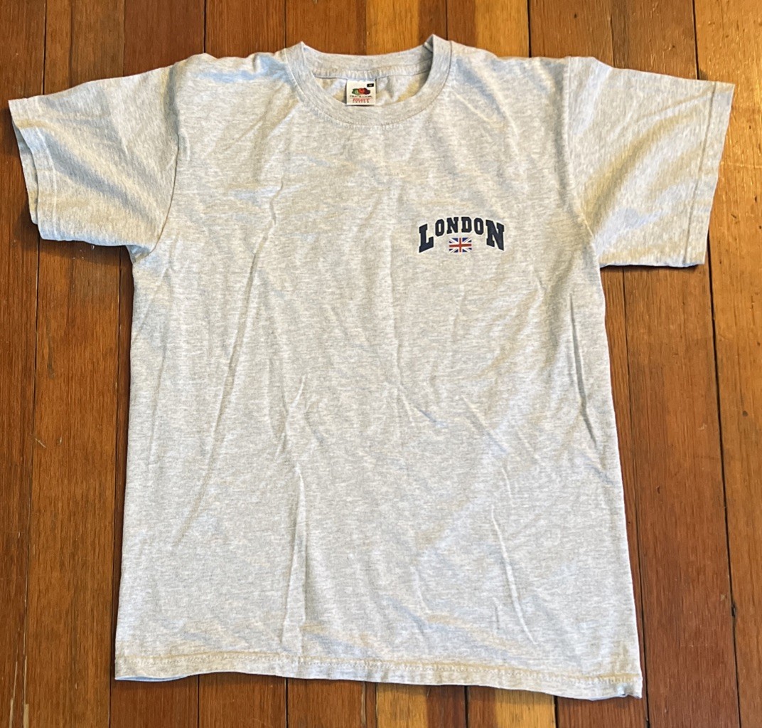 London Union Jack T-shirt gray medium fruit of the loom heavy cotton gallery
