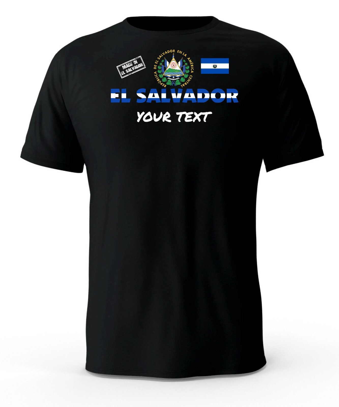 Made In El Salvador Black T-Shirt camiseta with Free custom text(optional) gallery