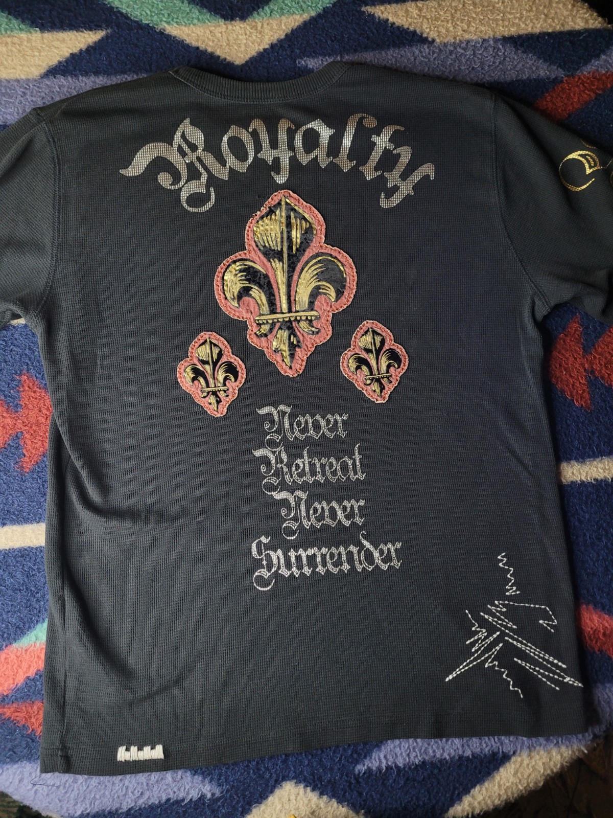 Rebel Spirit Thermal Long Sleeve Shirt Mens Large Black Skull Royalty Y2K Biker gallery