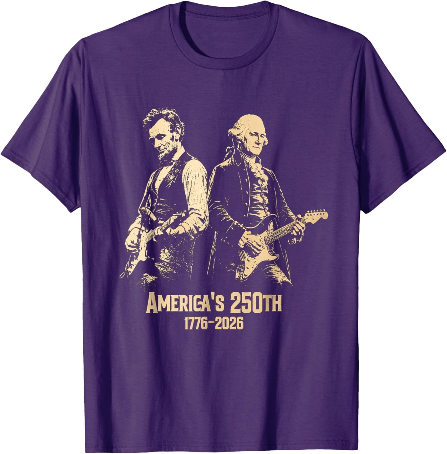 George Washington Lincoln Playing Guitar Abe Lincoln 250th T-Shirt gallery