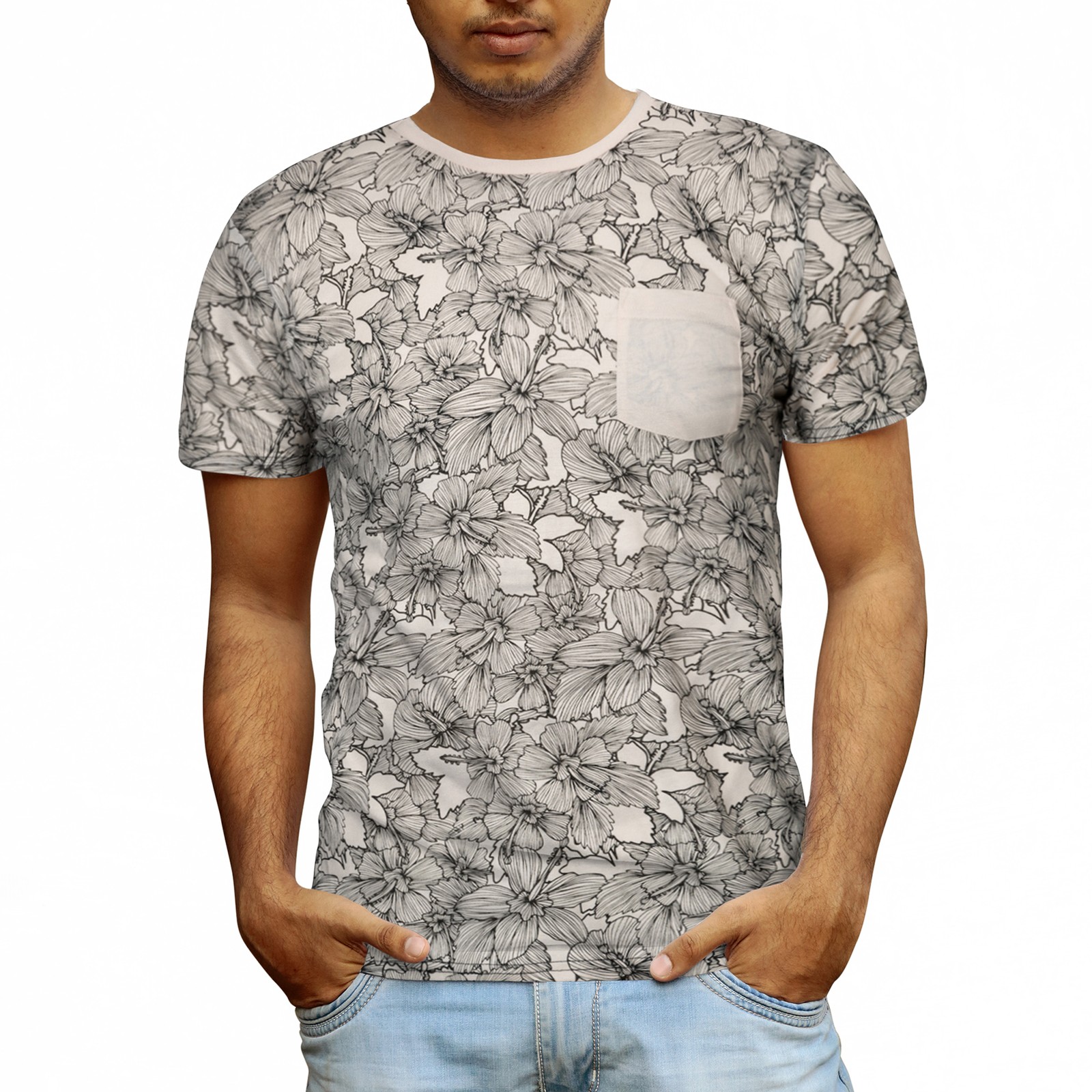 Beautiful Giant Men's Top Breathable Soft Casual T-Shirt Leaf Pattern Tees gallery