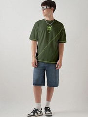 Zoro X King Of Hell Printed Drop-Shoulder Sleeves Oversized Cotton T-shirt