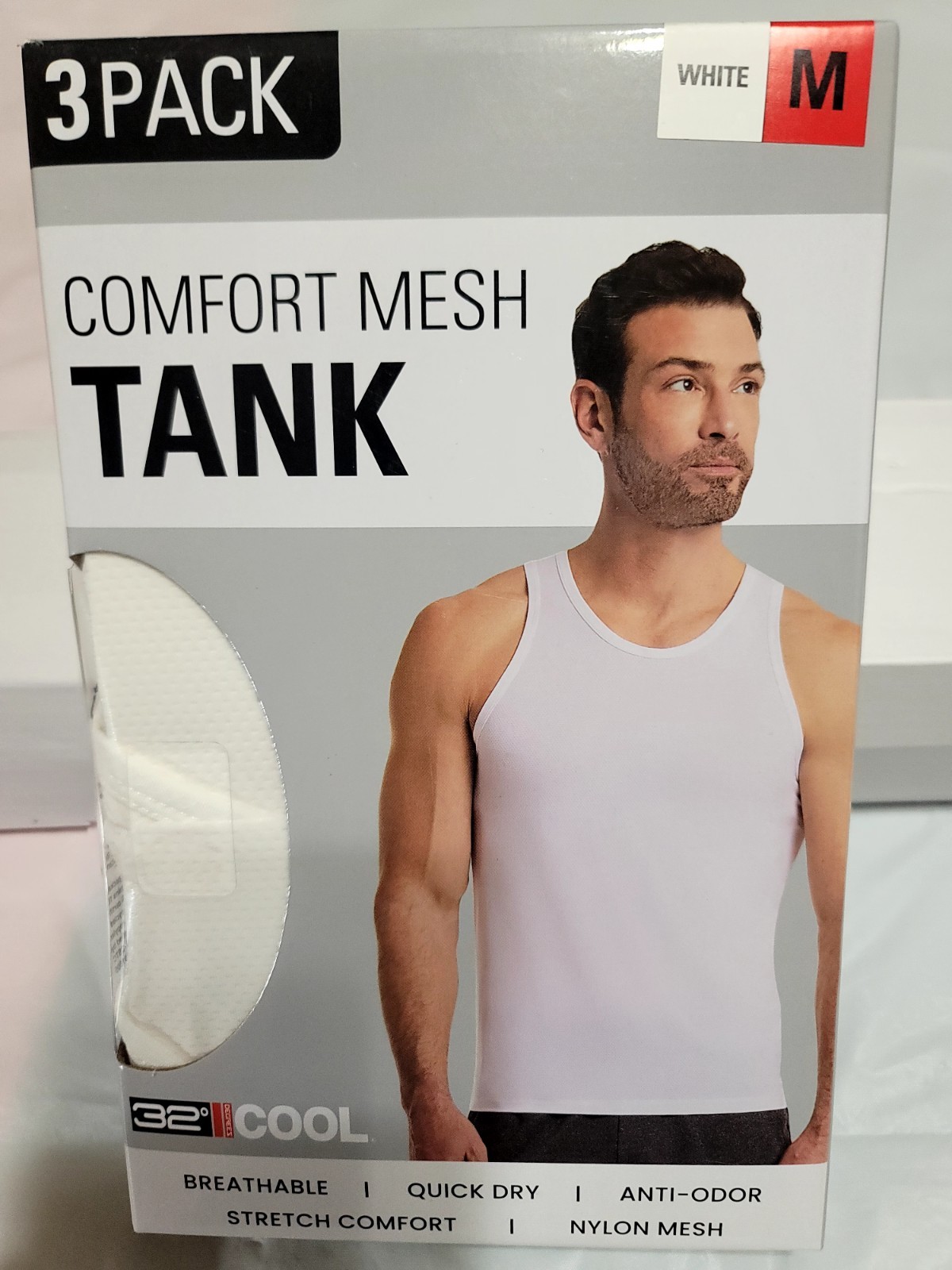Brand New 32 Degrees Cool Men's Comfort Mesh Tank Tops - 3 Pack White Medium gallery