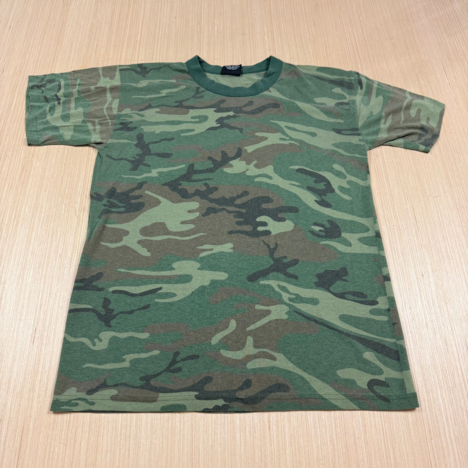 Vintage 90s Rothco Camo Ringer Large Single Stitch T Shirt Made in USA army gallery