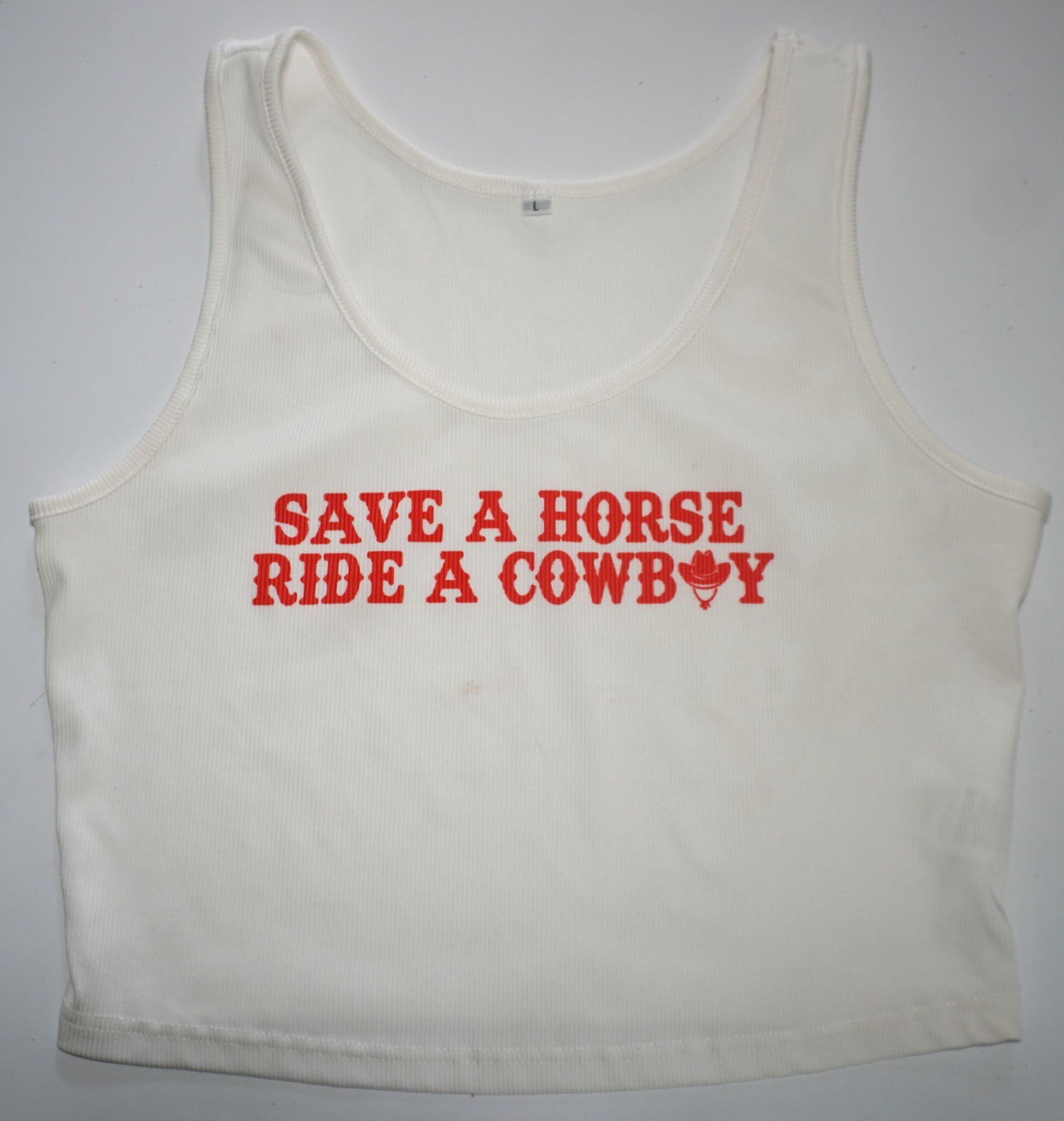 ADULT CROPPED “SAVE A HORSE” SHIRT SIZE L