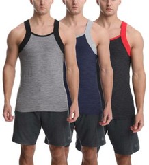 Different Touch Men’s 3 Pack Dry Fit Square Cut Contrast Color Tank Tops