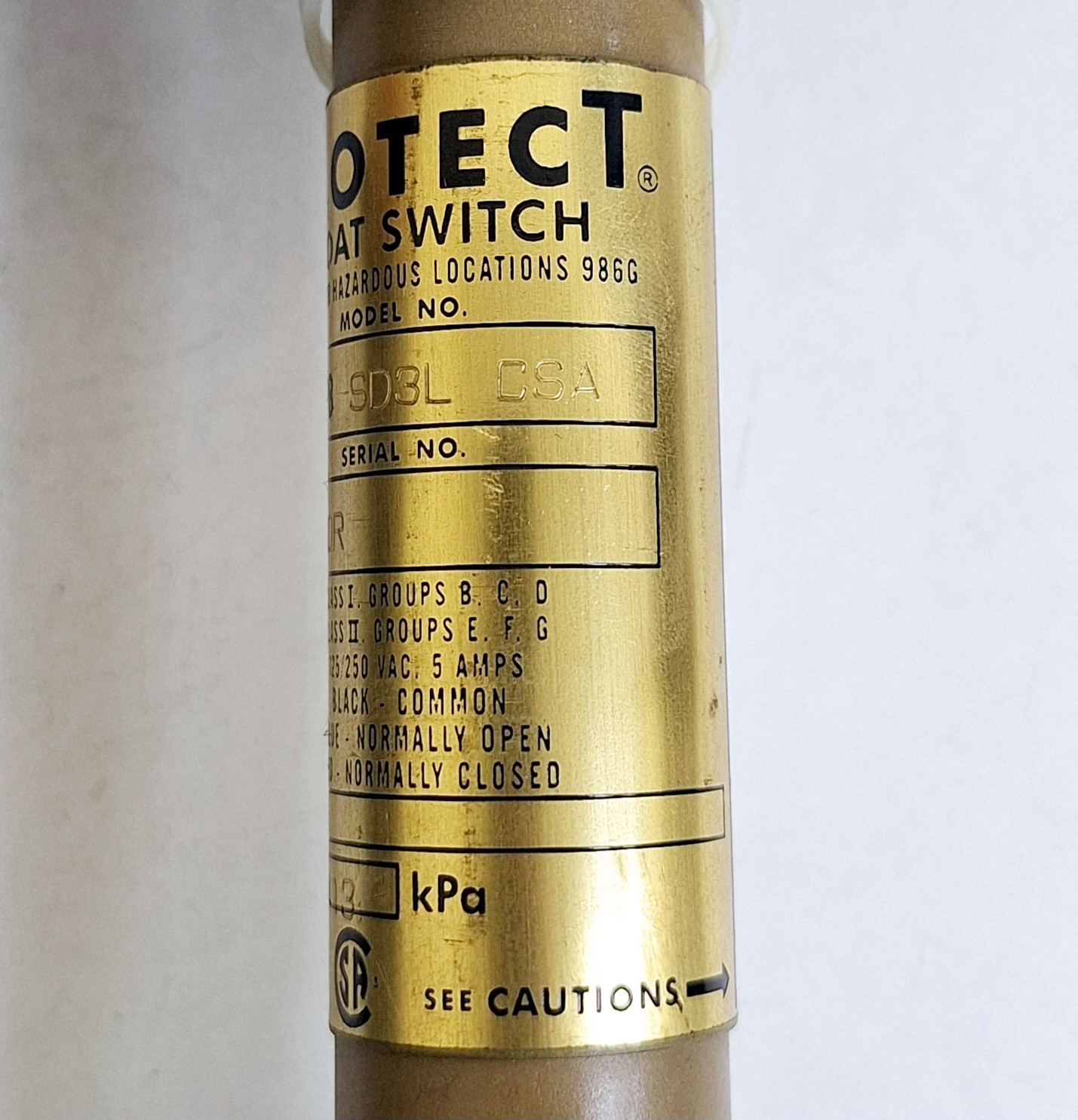 Flotect L6EPB-SD3L CSA Float Level Switch with Plug 5A 125/250 VAC