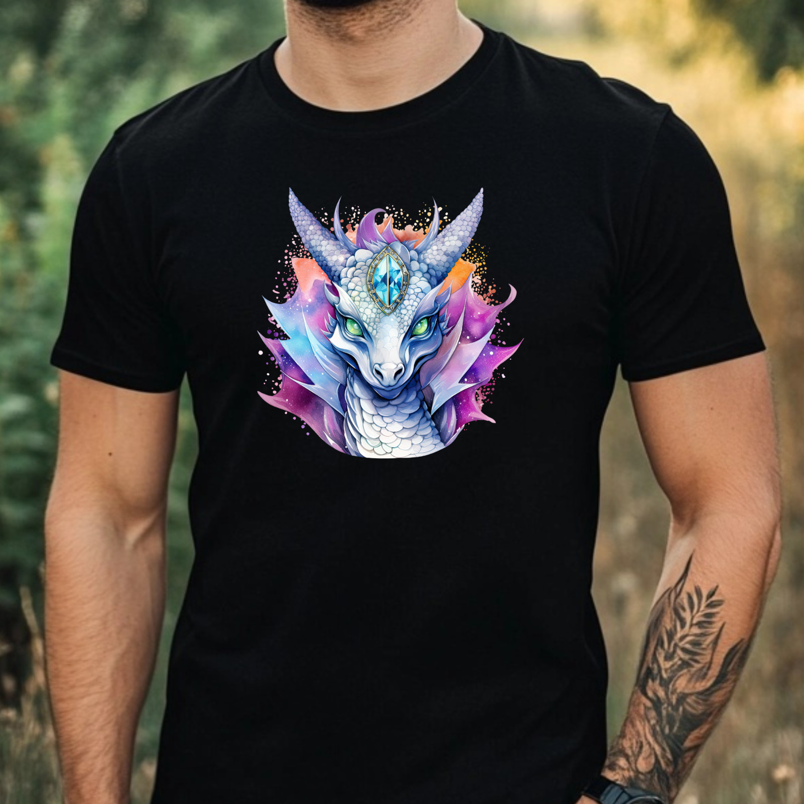 Mens Cool Dragon Motif Cotton T-Shirt Size XS to 5XL