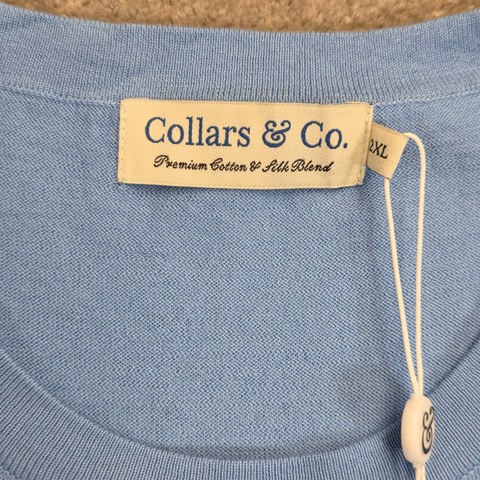 Collars and Co Men's Lucca Luxury Touch Soft Cotton Silk T-Shirt Size 2XL Blue gallery